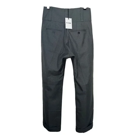 RE/DONE 50’s Straight Leg Grey Trouser Pant Size 26 Made Italy New NWTS Cuffed G - Picture 1 of 13
